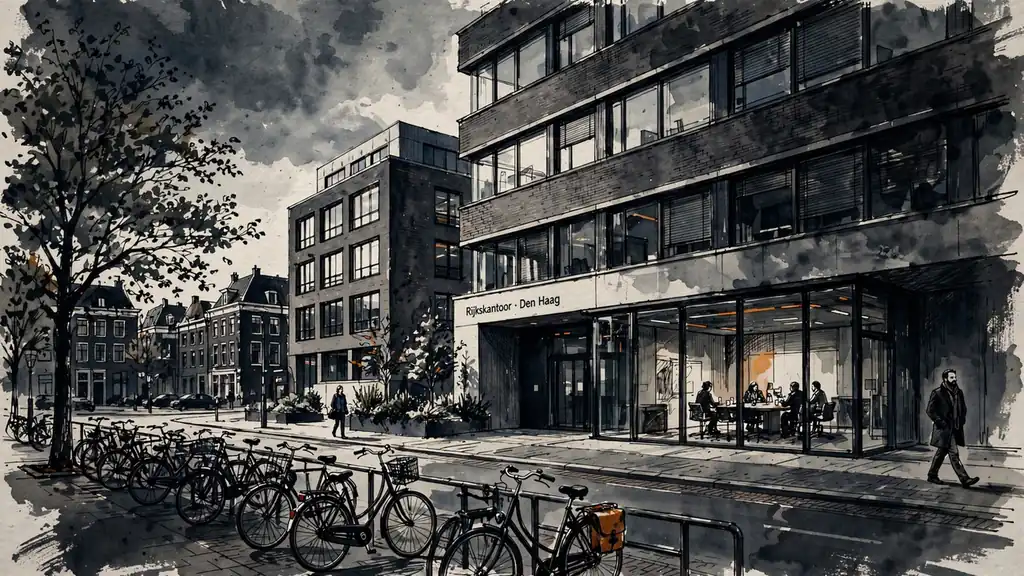 Kantoor van de Kansspelautoriteit in Den Haag met fietsenrek